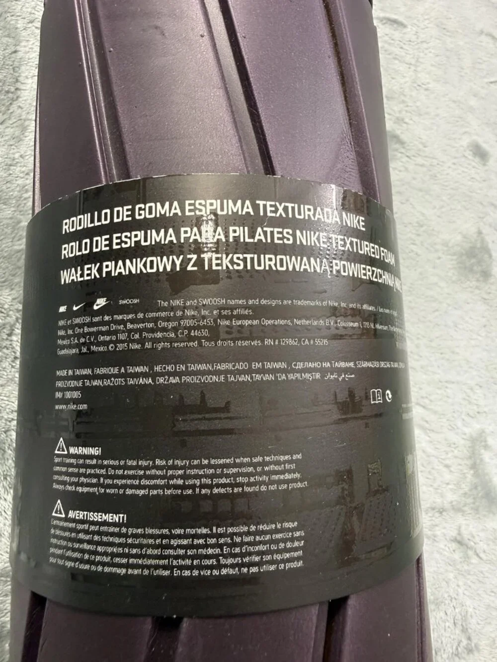 New Nike Textured Foam Roller Purple Hollow Massage Grid Full Body Yoga Training